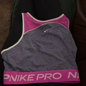Nike pro Pink and Gray Sports Bra Moisture-Wicking Racerback